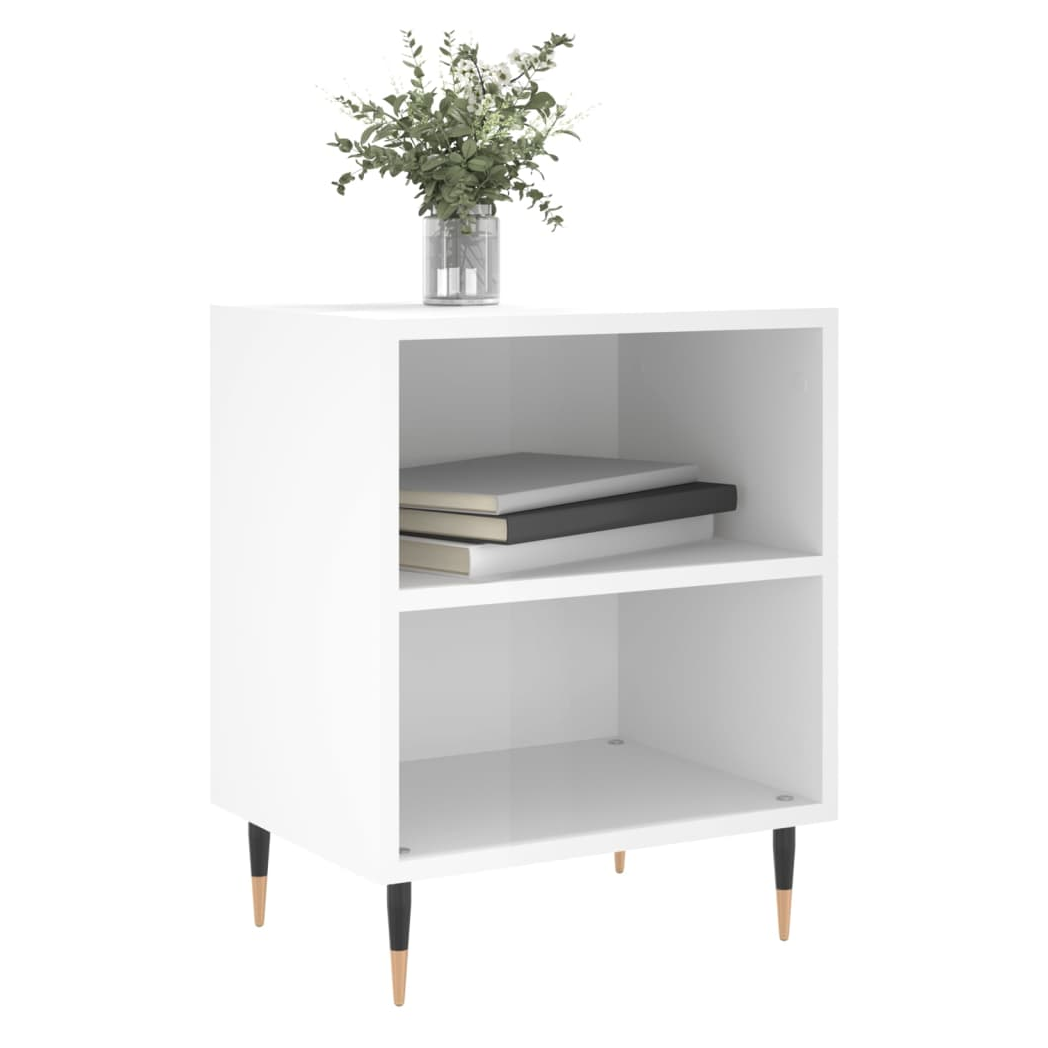 vidaXL Bedside Cabinet High Gloss White 40x30x50 cm Engineered Wood