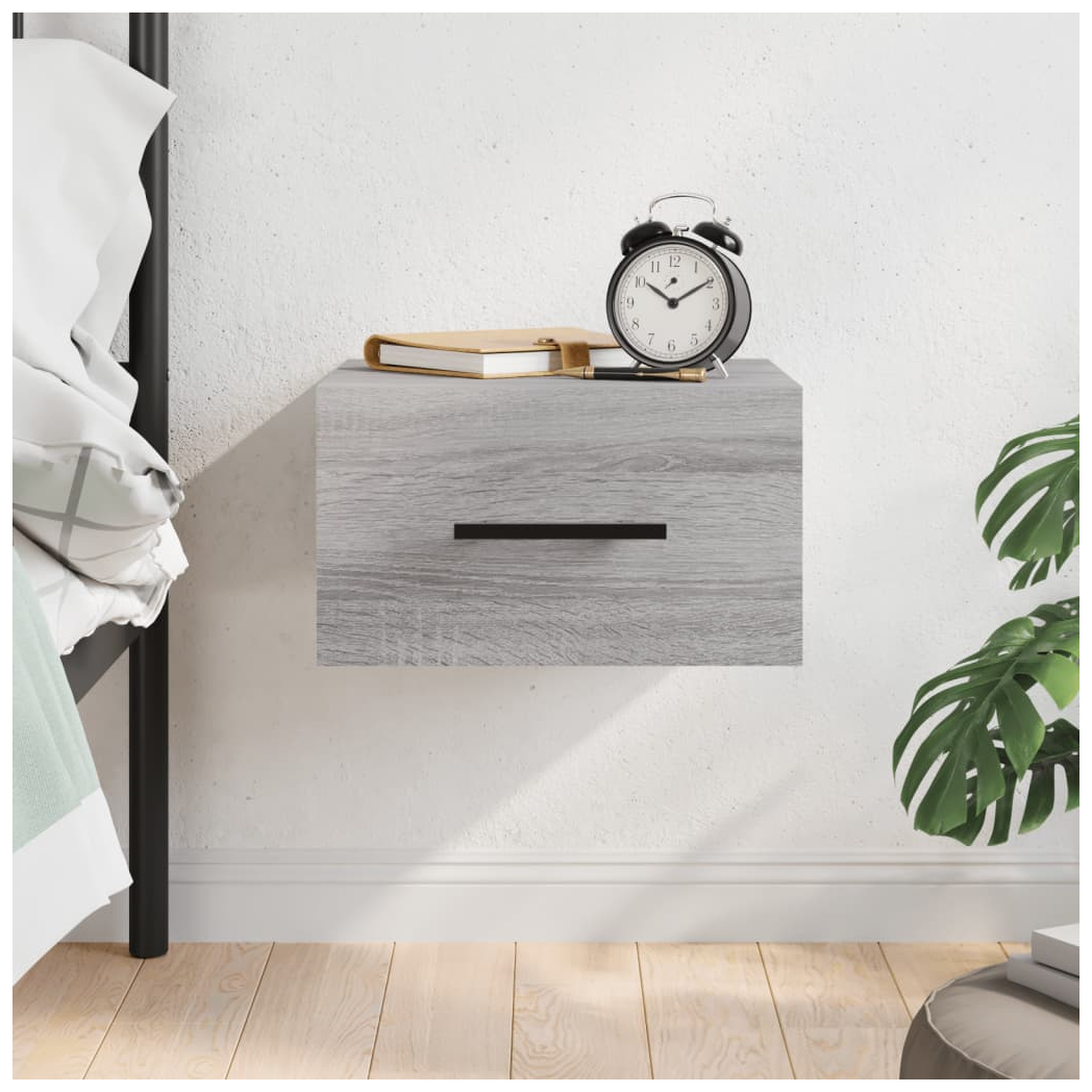 vidaXL Wall-mounted Bedside Cabinet Grey Sonoma 35x35x20 cm