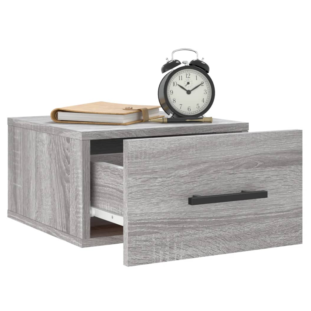 vidaXL Wall-mounted Bedside Cabinet Grey Sonoma 35x35x20 cm