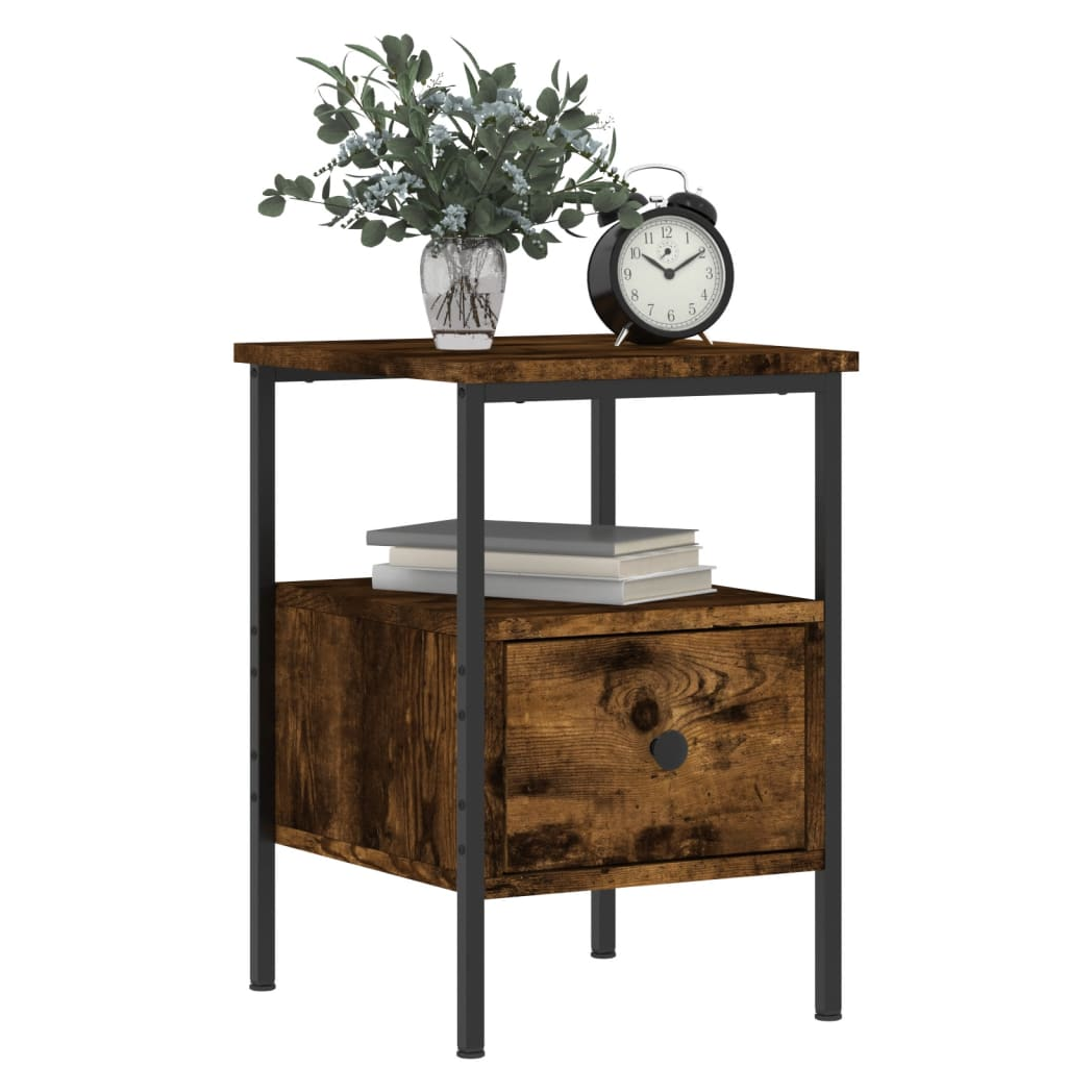 vidaXL Bedside Cabinet Smoked Oak 34x36x50 cm Engineered Wood