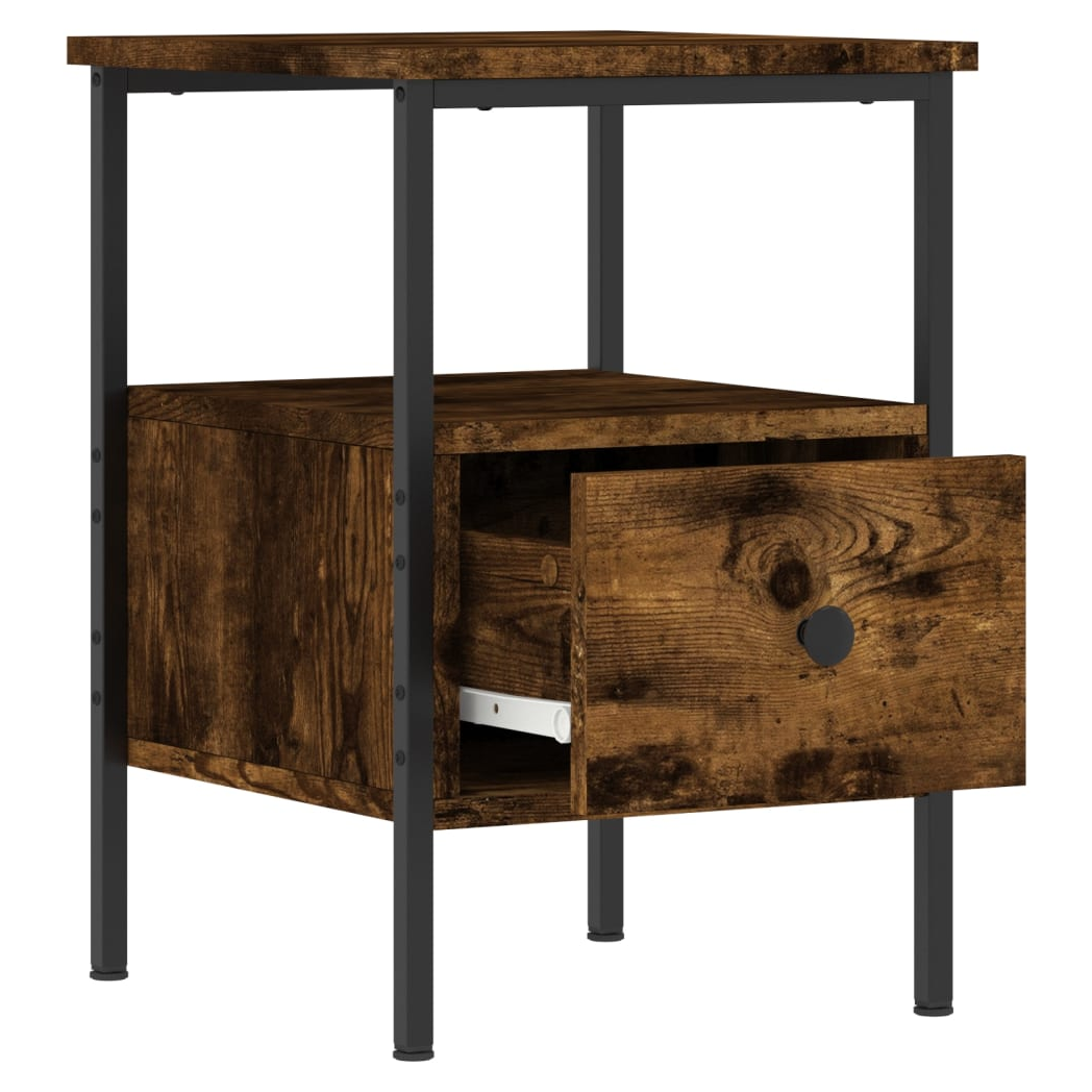 vidaXL Bedside Cabinet Smoked Oak 34x36x50 cm Engineered Wood