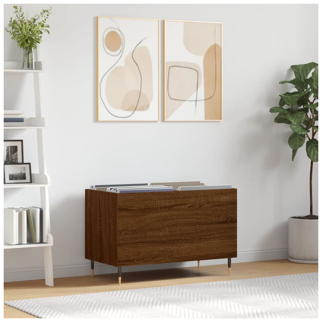 vidaXL Record Cabinet Brown Oak 74.5x38x48 cm Engineered Wood