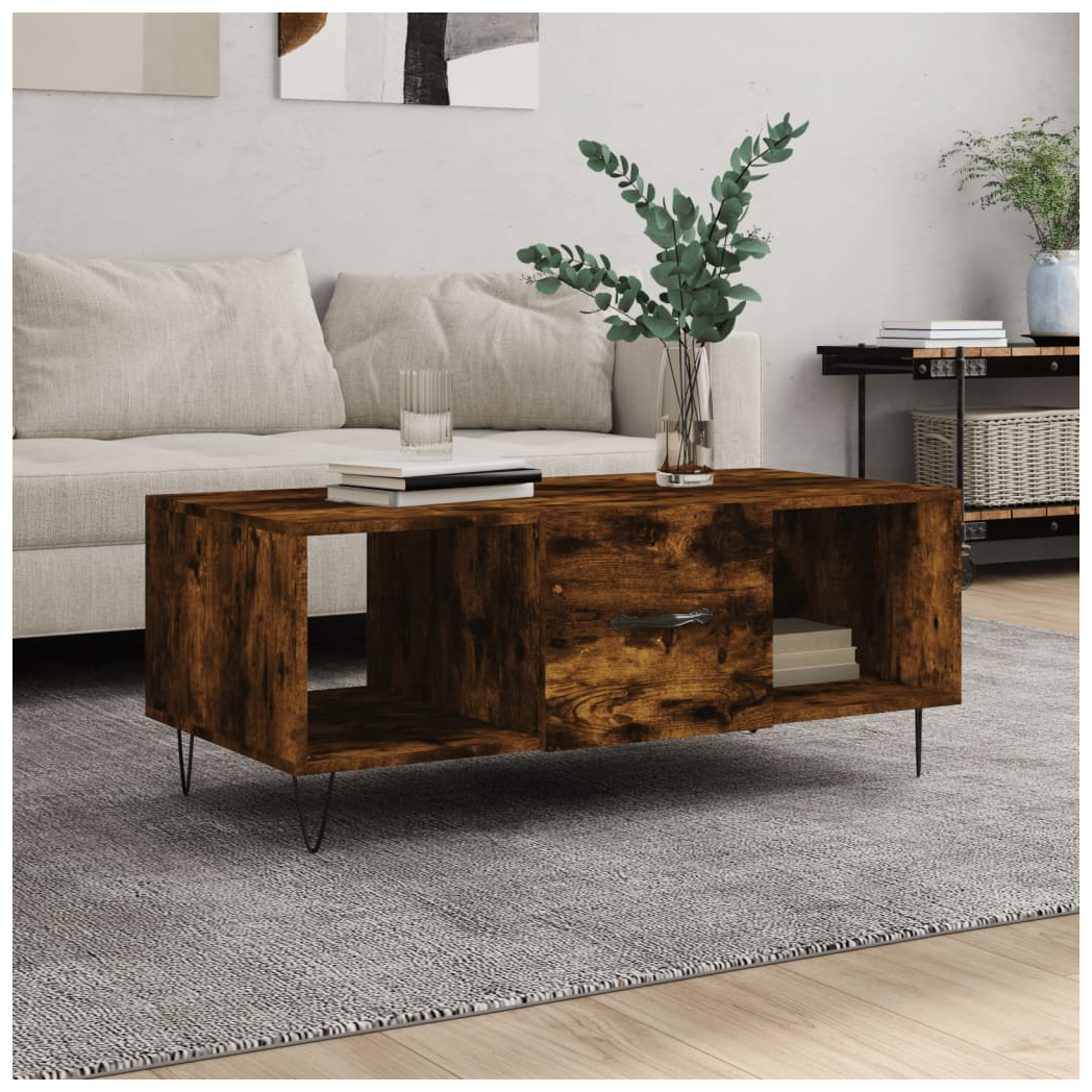 vidaXL Coffee Table Smoked Oak 102x50x40 cm Engineered Wood