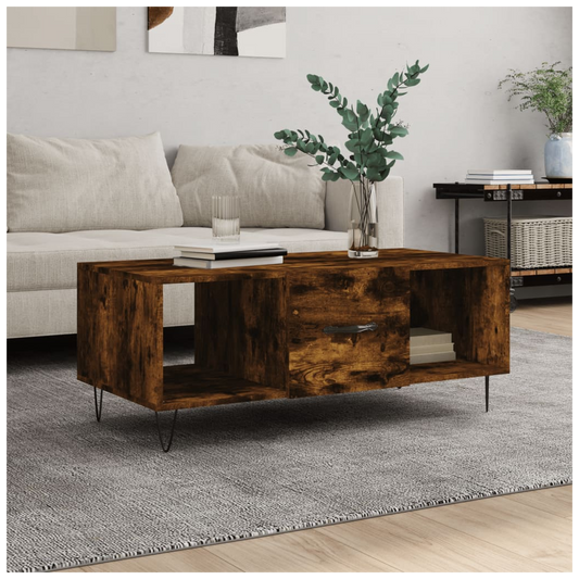 vidaXL Coffee Table Smoked Oak 102x50x40 cm Engineered Wood