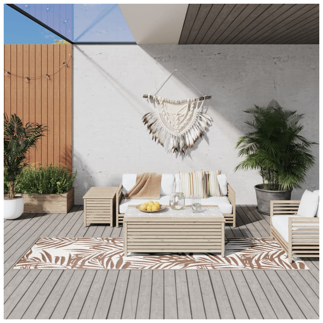 vidaXL Outdoor Rug Brown and White 80x250 cm Reversible Design