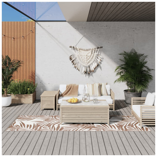 vidaXL Outdoor Rug Brown and White 80x250 cm Reversible Design