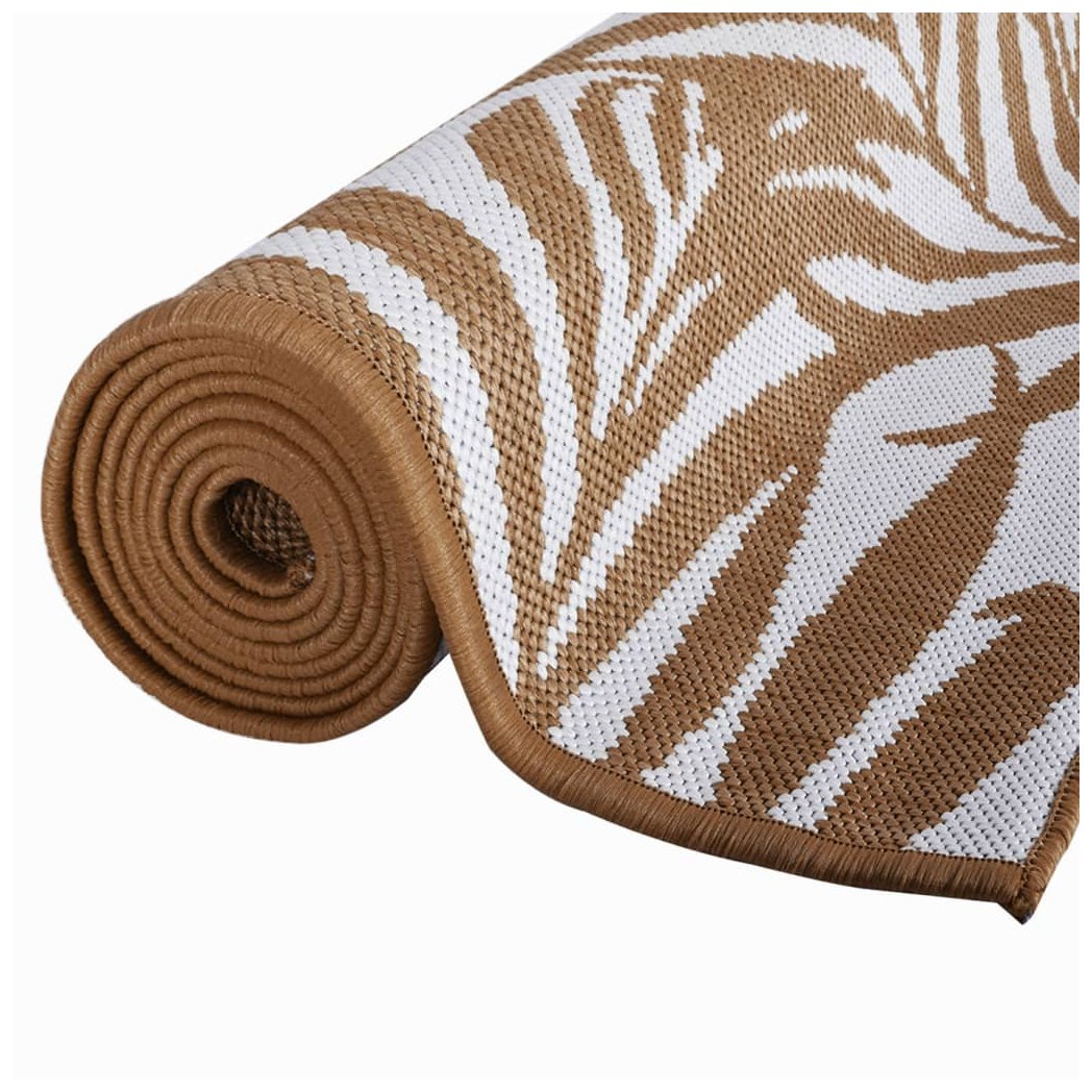 vidaXL Outdoor Rug Brown and White 80x250 cm Reversible Design