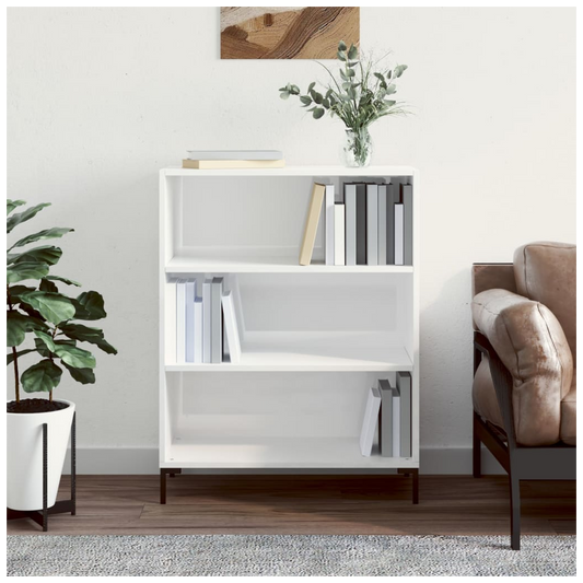 vidaXL Bookcase High Gloss White 69.5x32.5x90 cm Engineered Wood