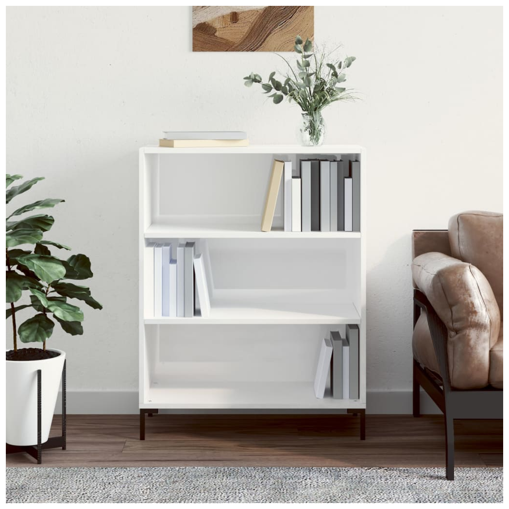 vidaXL Bookcase High Gloss White 69.5x32.5x90 cm Engineered Wood