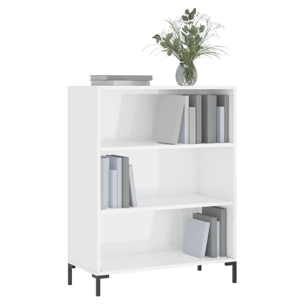 vidaXL Bookcase High Gloss White 69.5x32.5x90 cm Engineered Wood