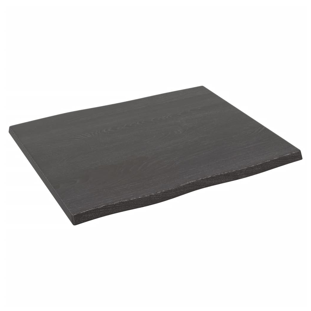 vidaXL Table Top Dark Grey 60x50x2 cm Treated Solid Wood Oak Live Edge