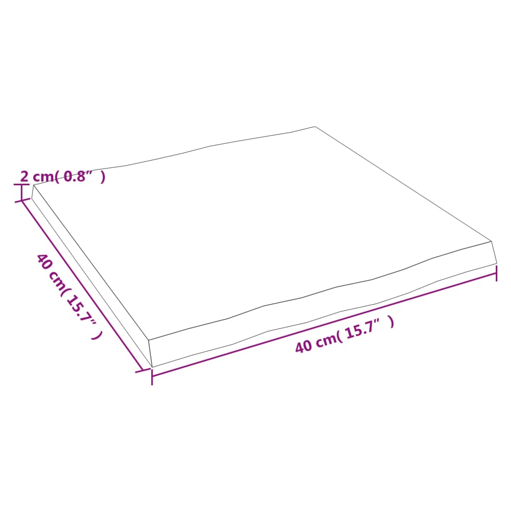vidaXL Table Top Dark Grey 40x40x2 cm Treated Solid Wood Oak Live Edge