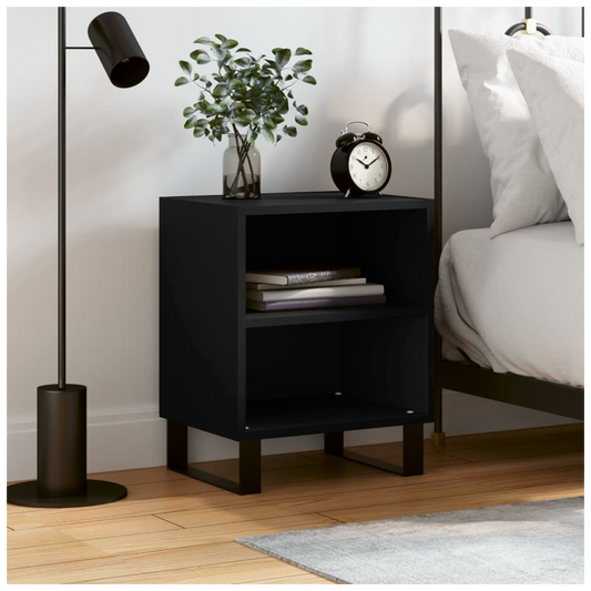 vidaXL Bedside Cabinet Black 40x30x50 cm Engineered Wood