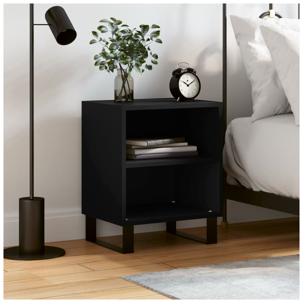 vidaXL Bedside Cabinet Black 40x30x50 cm Engineered Wood