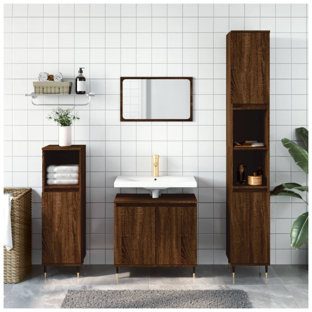 vidaXL Bathroom Cabinet Brown Oak 58x33x60 cm Engineered Wood