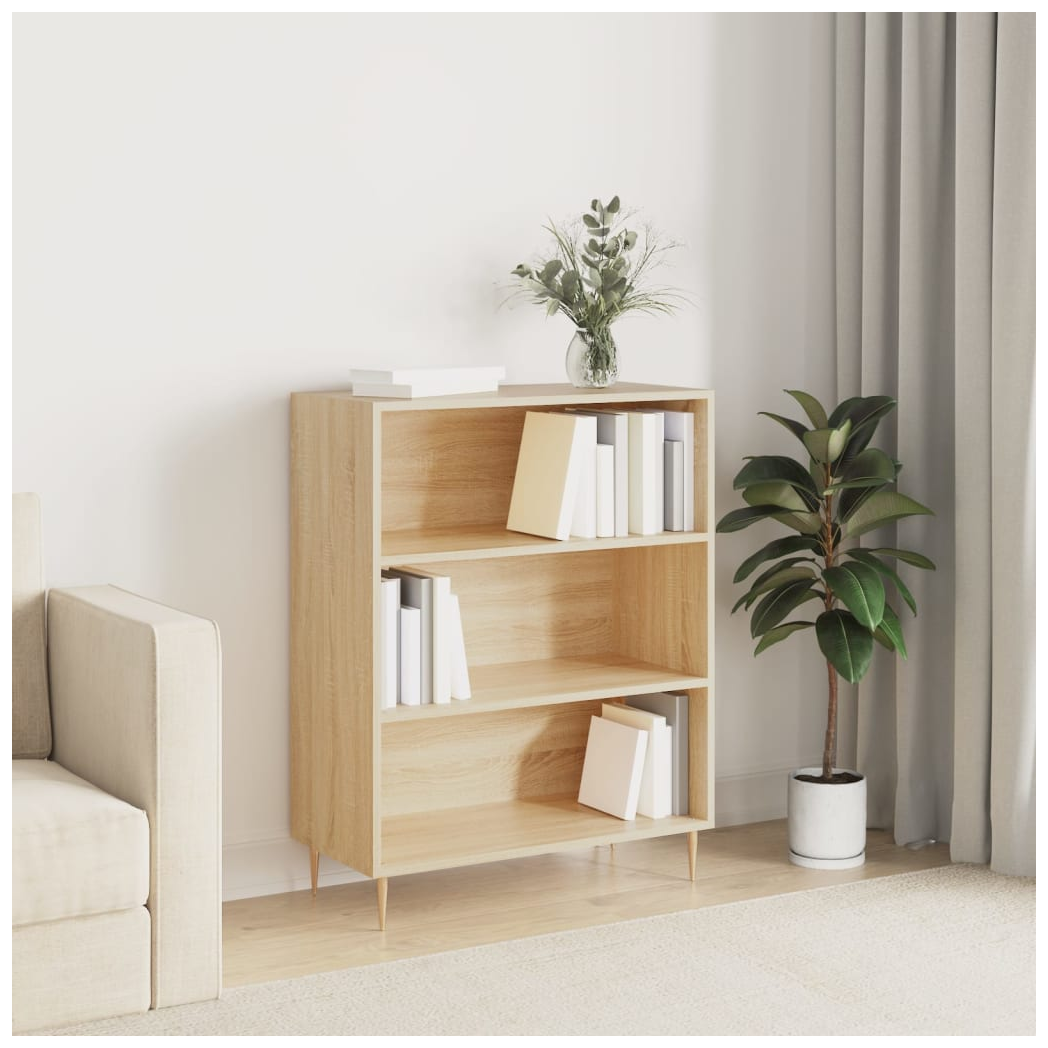 vidaXL Bookcase Sonoma Oak 69.5x32.5x90 cm Engineered Wood