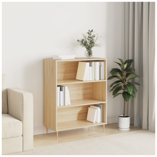 vidaXL Bookcase Sonoma Oak 69.5x32.5x90 cm Engineered Wood