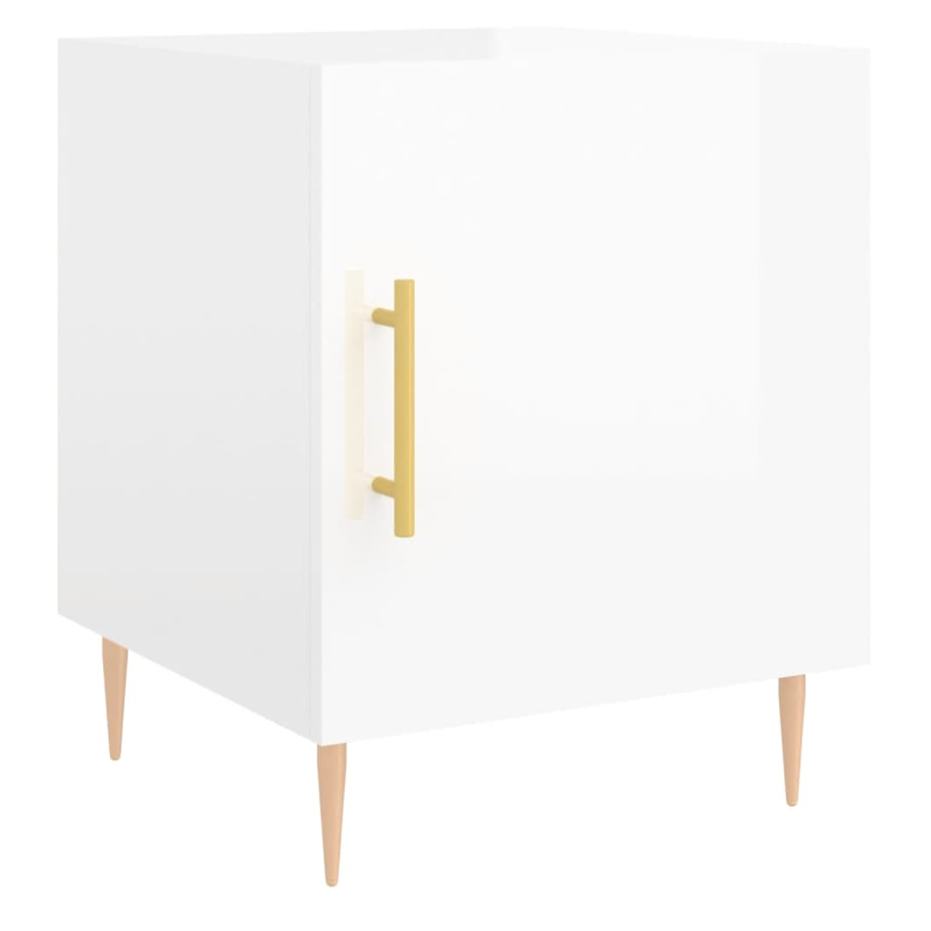 vidaXL Bedside Cabinet High Gloss White 40x40x50 cm Engineered Wood