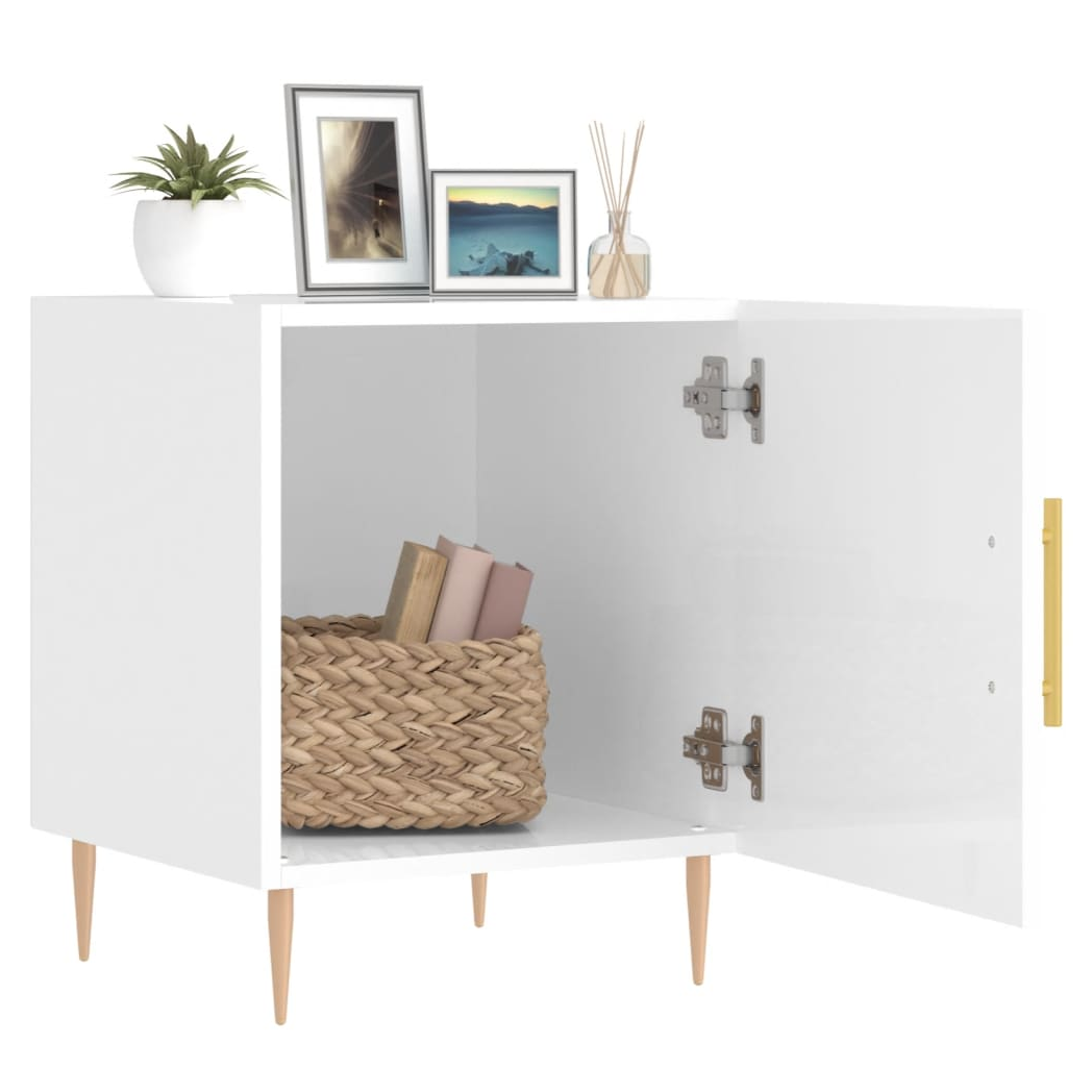 vidaXL Bedside Cabinet High Gloss White 40x40x50 cm Engineered Wood