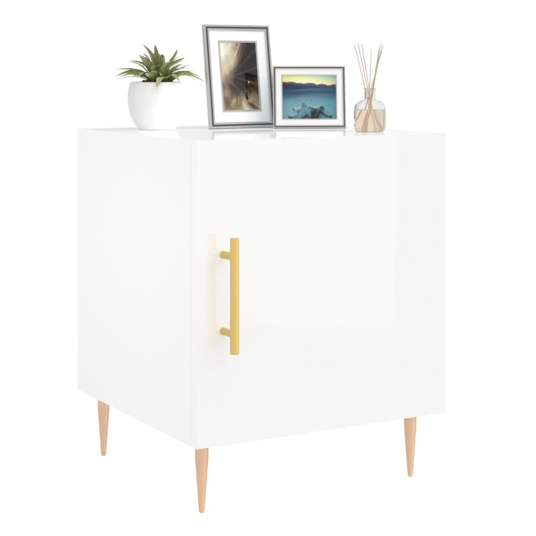 vidaXL Bedside Cabinet High Gloss White 40x40x50 cm Engineered Wood