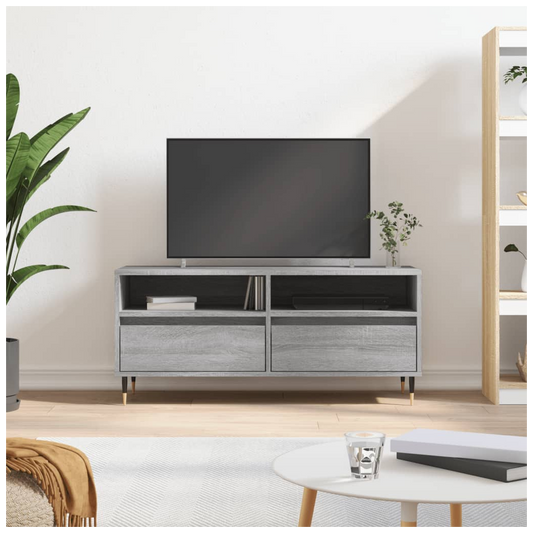 vidaXL TV Cabinet Grey Sonoma 100x34.5x44.5 cm Engineered Wood