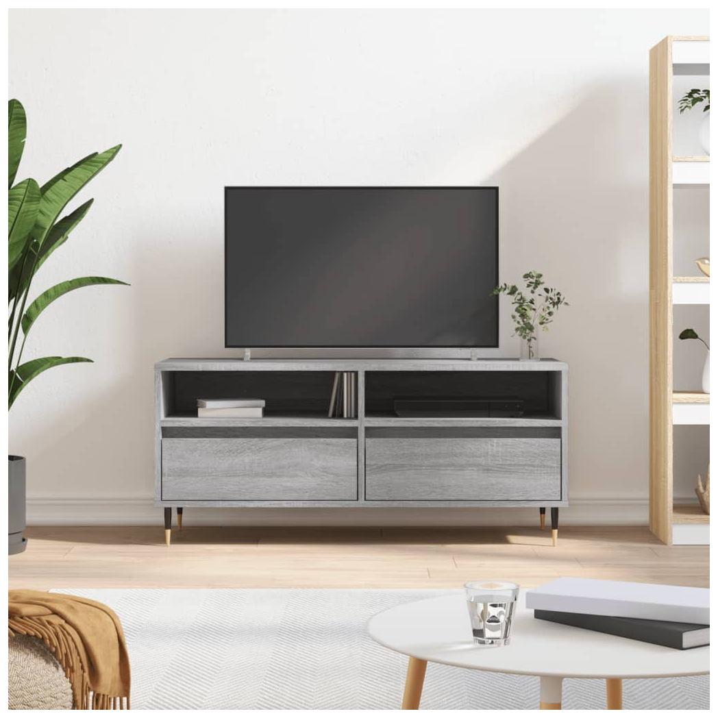 vidaXL TV Cabinet Grey Sonoma 100x34.5x44.5 cm Engineered Wood