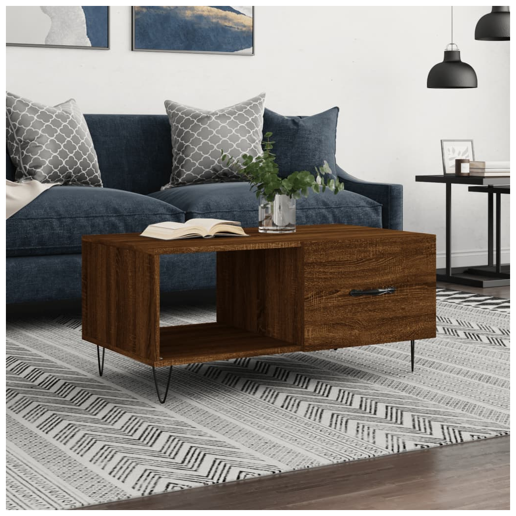 vidaXL Coffee Table Brown Oak 90x50x40 cm Engineered Wood