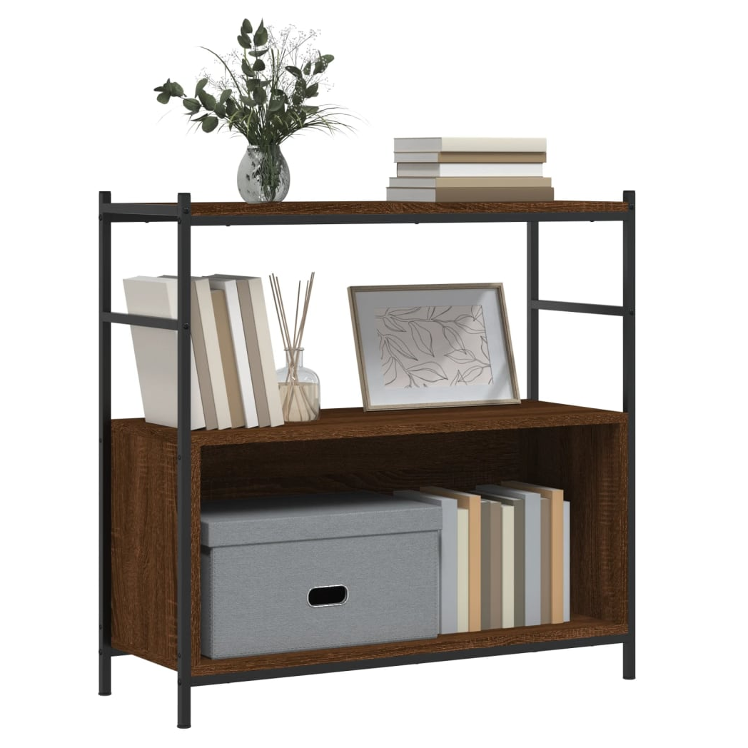 vidaXL Bookshelf Brown Oak 80x30x78.5 cm Engineered Wood and Iron