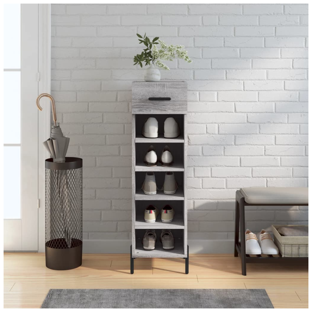 vidaXL Shoe Cabinet Grey Sonoma 30x35x105 cm Engineered Wood