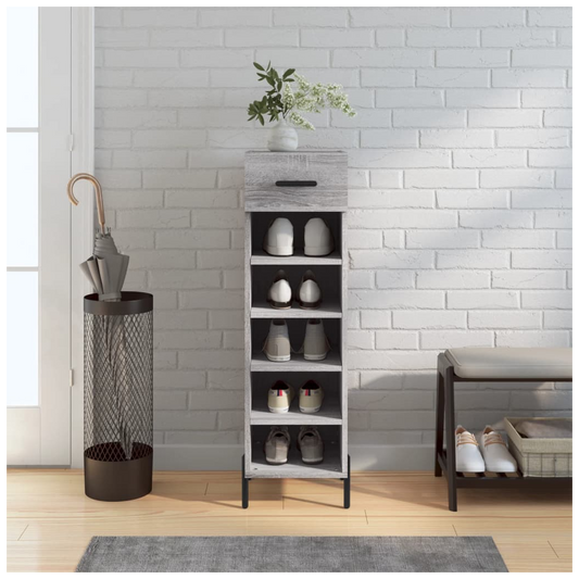 vidaXL Shoe Cabinet Grey Sonoma 30x35x105 cm Engineered Wood