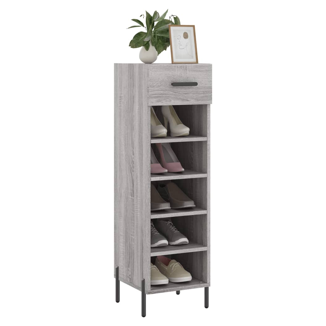 vidaXL Shoe Cabinet Grey Sonoma 30x35x105 cm Engineered Wood