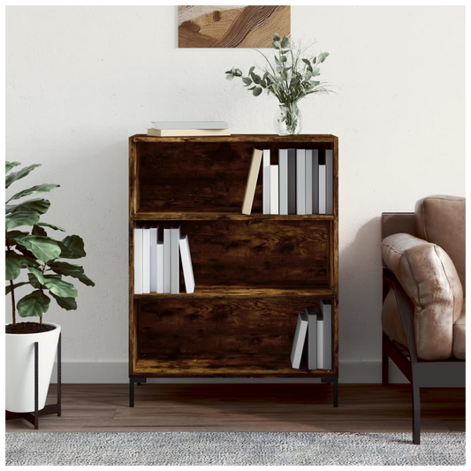 vidaXL Bookcase Smoked Oak 69.5x32.5x90 cm Engineered Wood