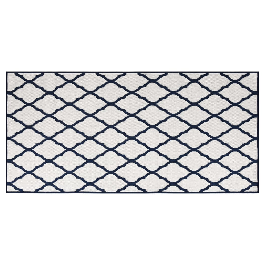 vidaXL Outdoor Rug Navy and White 100x200 cm Reversible Design