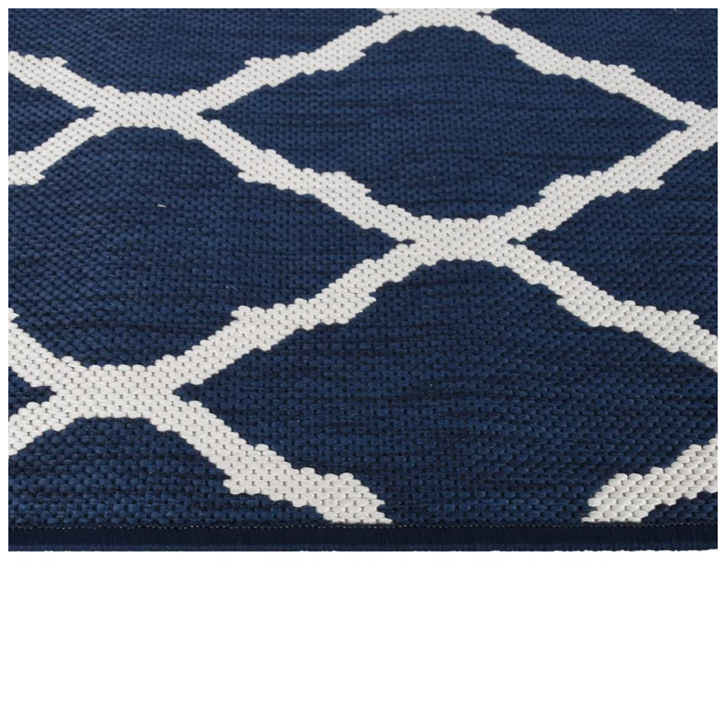 vidaXL Outdoor Rug Navy and White 100x200 cm Reversible Design