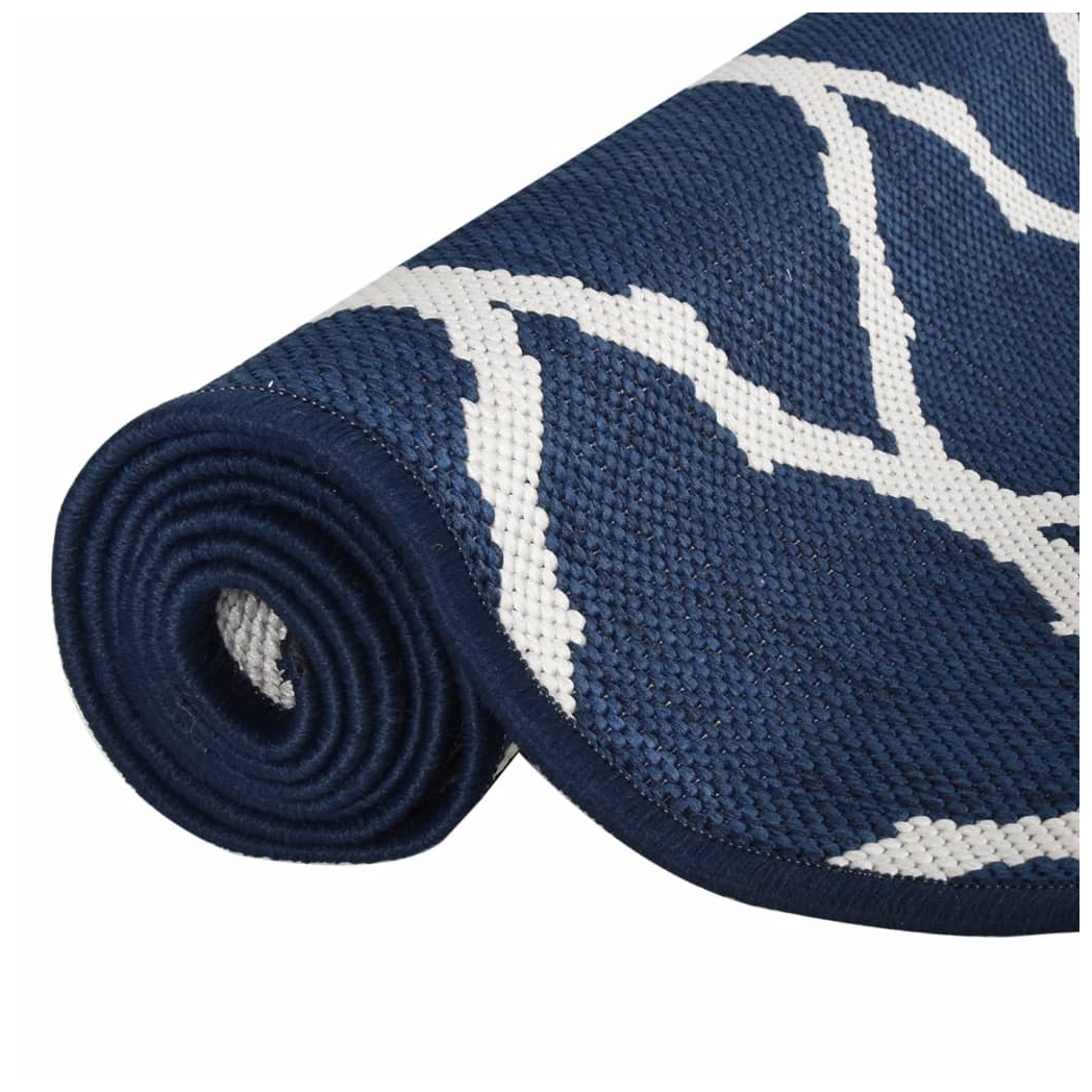 vidaXL Outdoor Rug Navy and White 100x200 cm Reversible Design