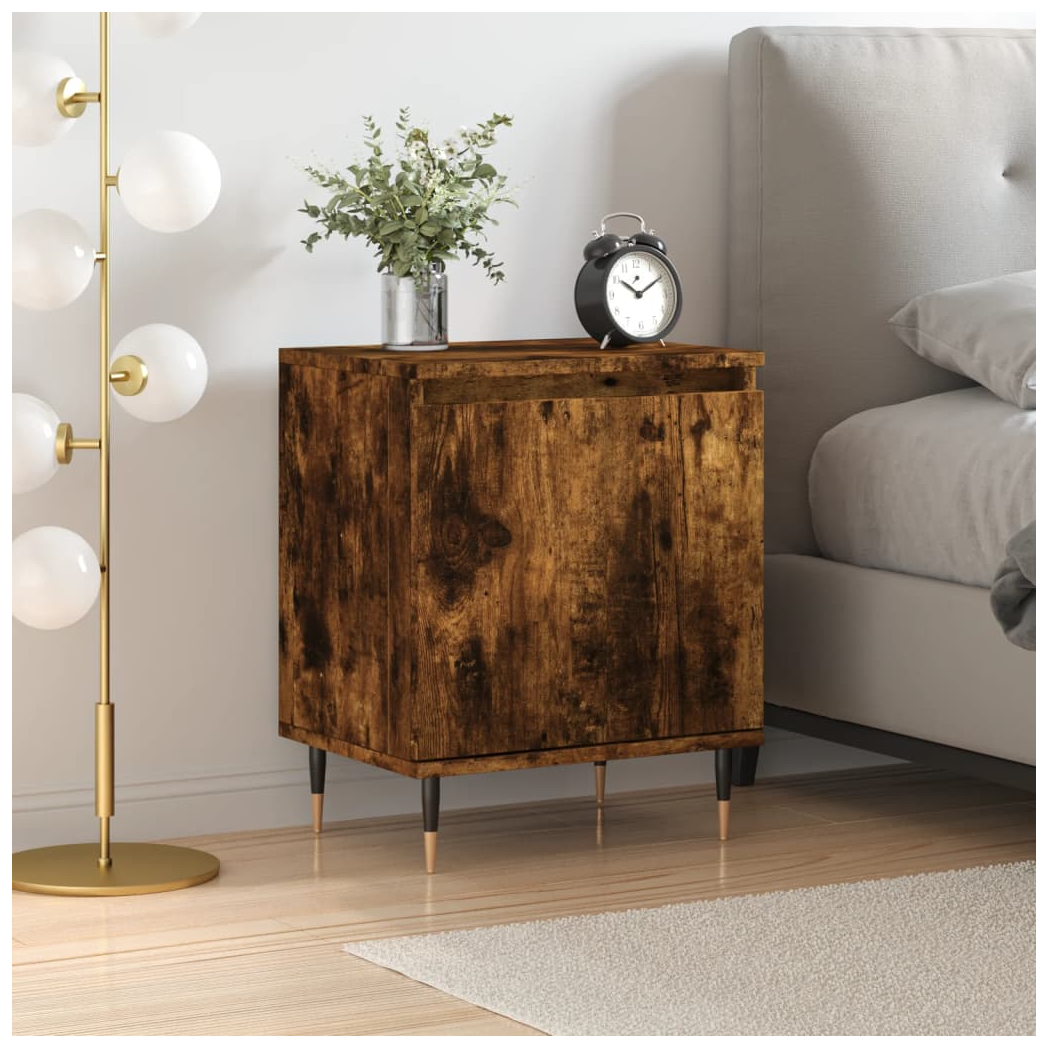 vidaXL Bedside Cabinet Smoked Oak 40x30x50 cm Engineered Wood