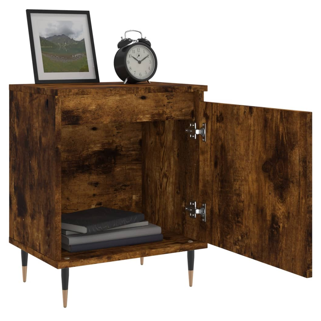 vidaXL Bedside Cabinet Smoked Oak 40x30x50 cm Engineered Wood