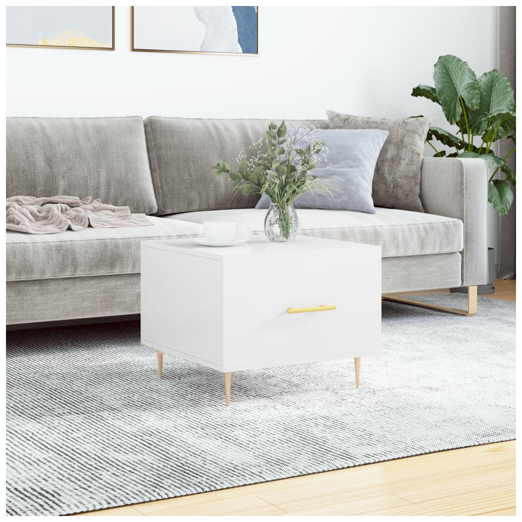 vidaXL Coffee Table High Gloss White 50x50x40 cm Engineered Wood