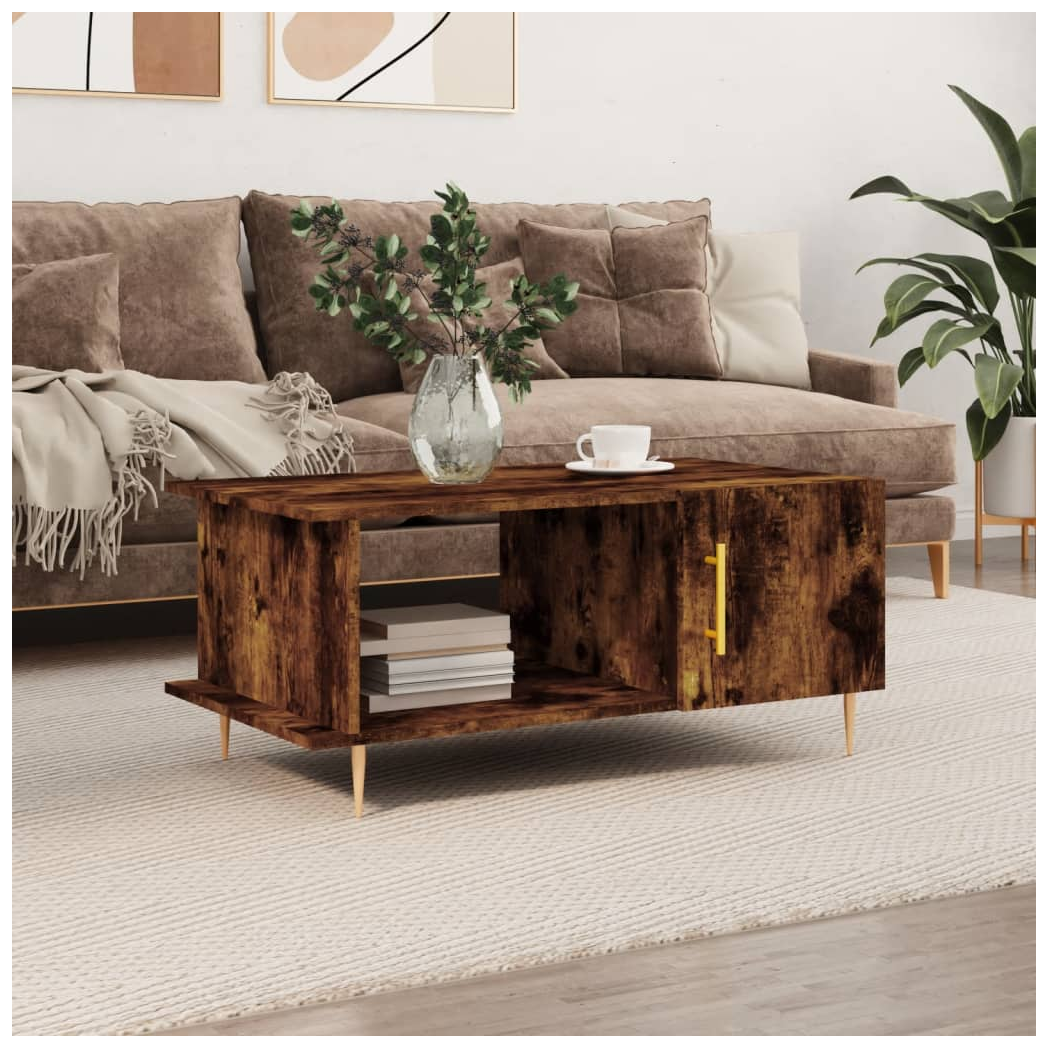 vidaXL Coffee Table Smoked Oak 90x50x40 cm Engineered Wood