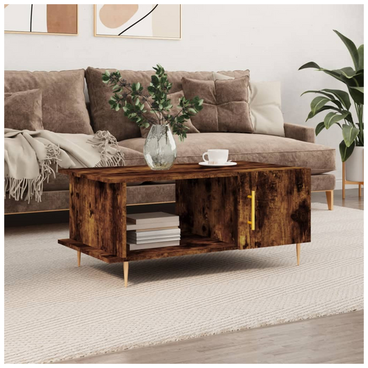 vidaXL Coffee Table Smoked Oak 90x50x40 cm Engineered Wood