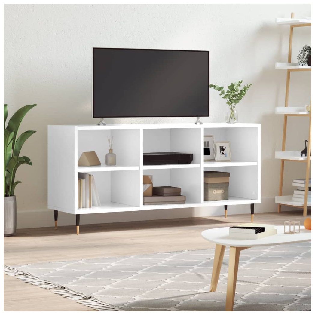 vidaXL TV Cabinet High Gloss White 103.5x30x50 cm Engineered Wood