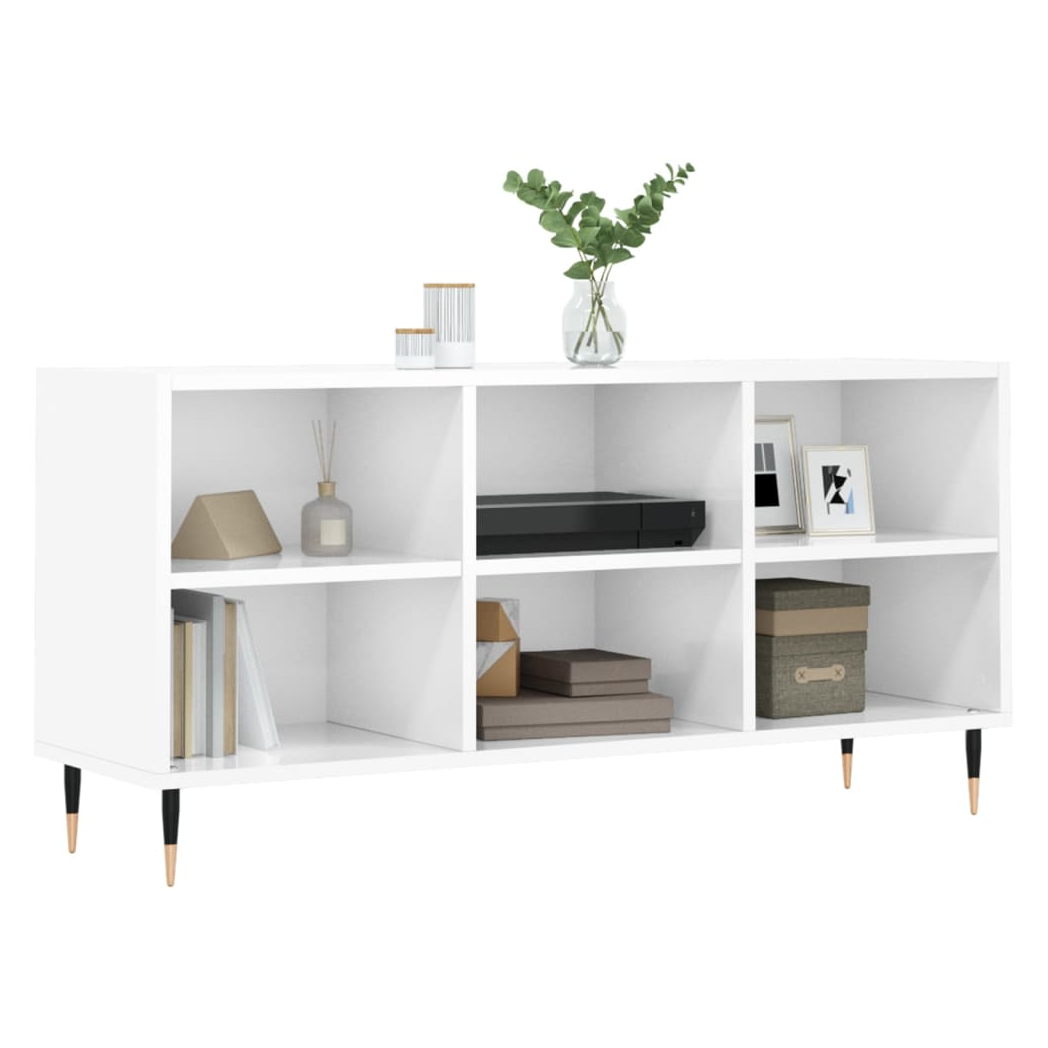 vidaXL TV Cabinet High Gloss White 103.5x30x50 cm Engineered Wood