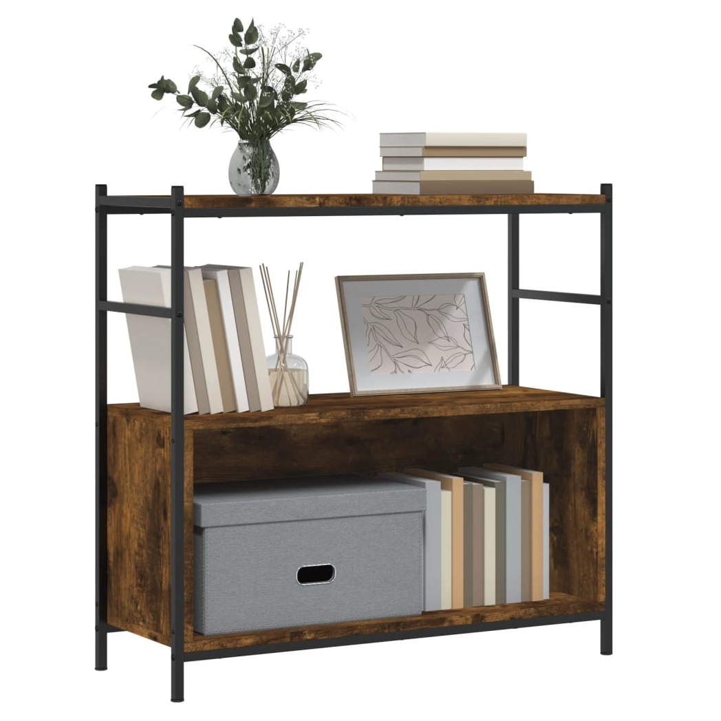 vidaXL Bookshelf Smoked Oak 80x30x78.5 cm Engineered Wood and Iron