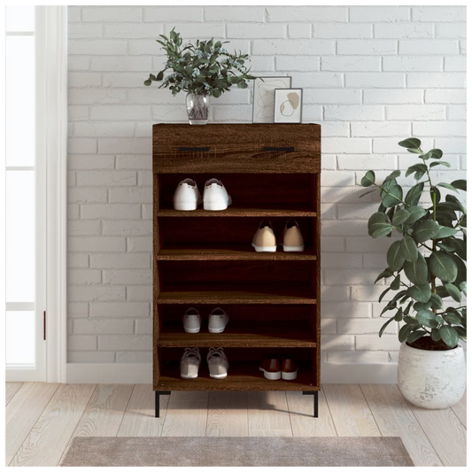 vidaXL Shoe Cabinet Brown Oak 60x35x105 cm Engineered Wood