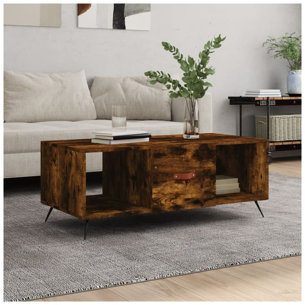 vidaXL Coffee Table Smoked Oak 102x50x40 cm Engineered Wood