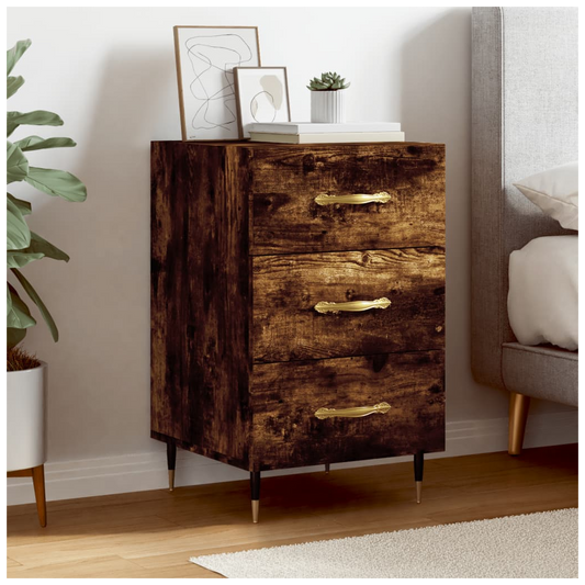 vidaXL Bedside Cabinet Smoked Oak 40x40x66 cm Engineered Wood