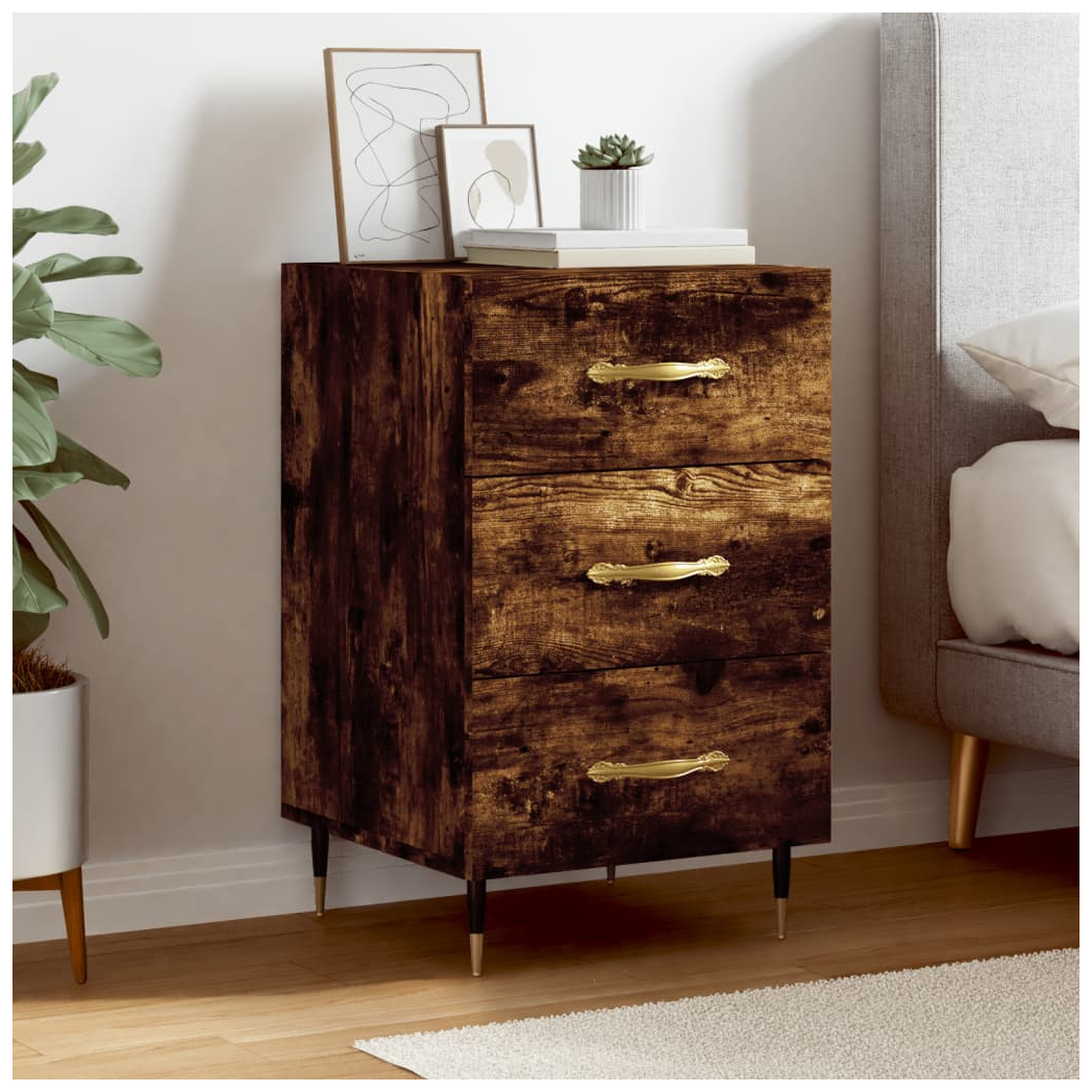 vidaXL Bedside Cabinet Smoked Oak 40x40x66 cm Engineered Wood