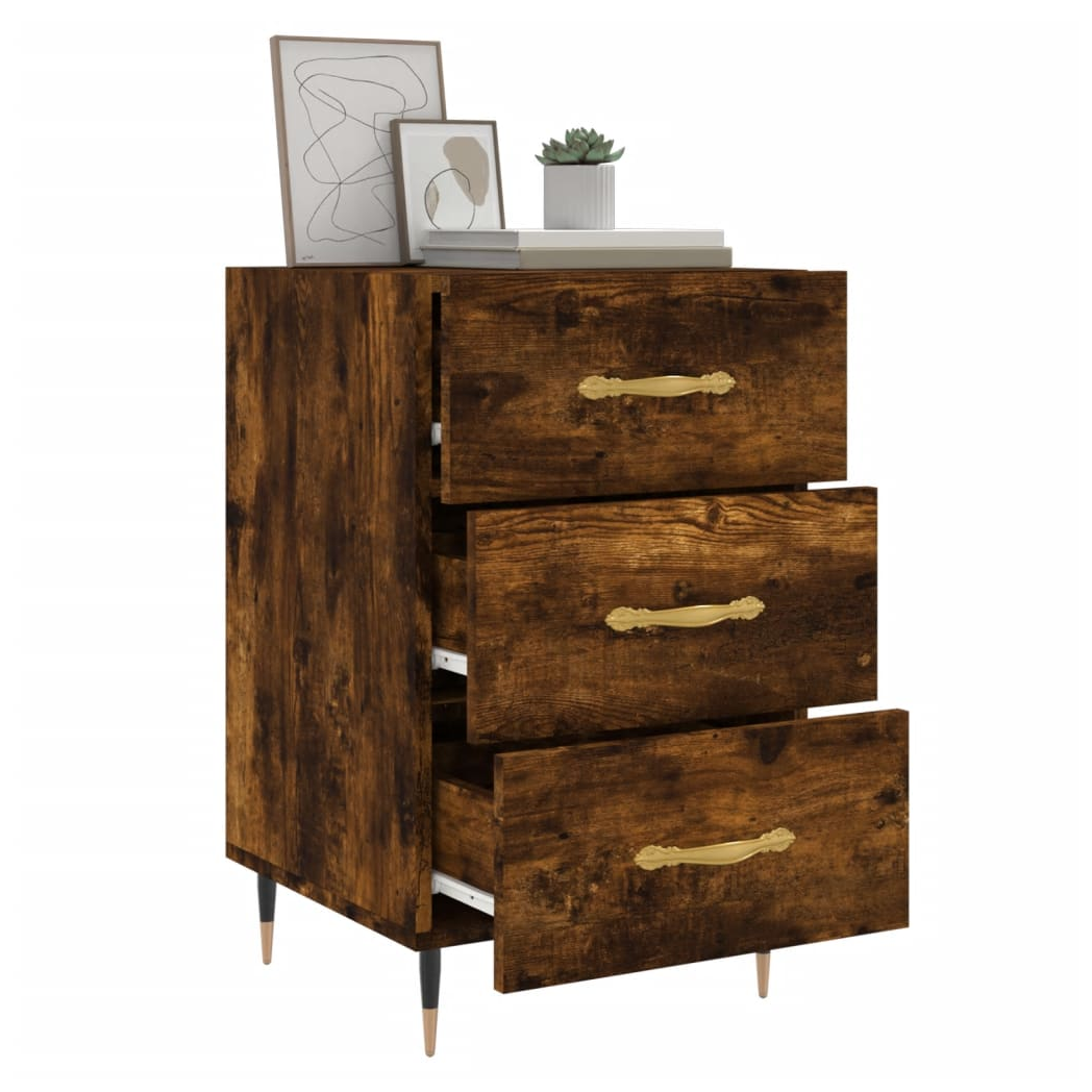 vidaXL Bedside Cabinet Smoked Oak 40x40x66 cm Engineered Wood