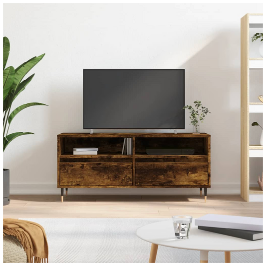 vidaXL TV Cabinet Smoked Oak 100x34.5x44.5 cm Engineered Wood