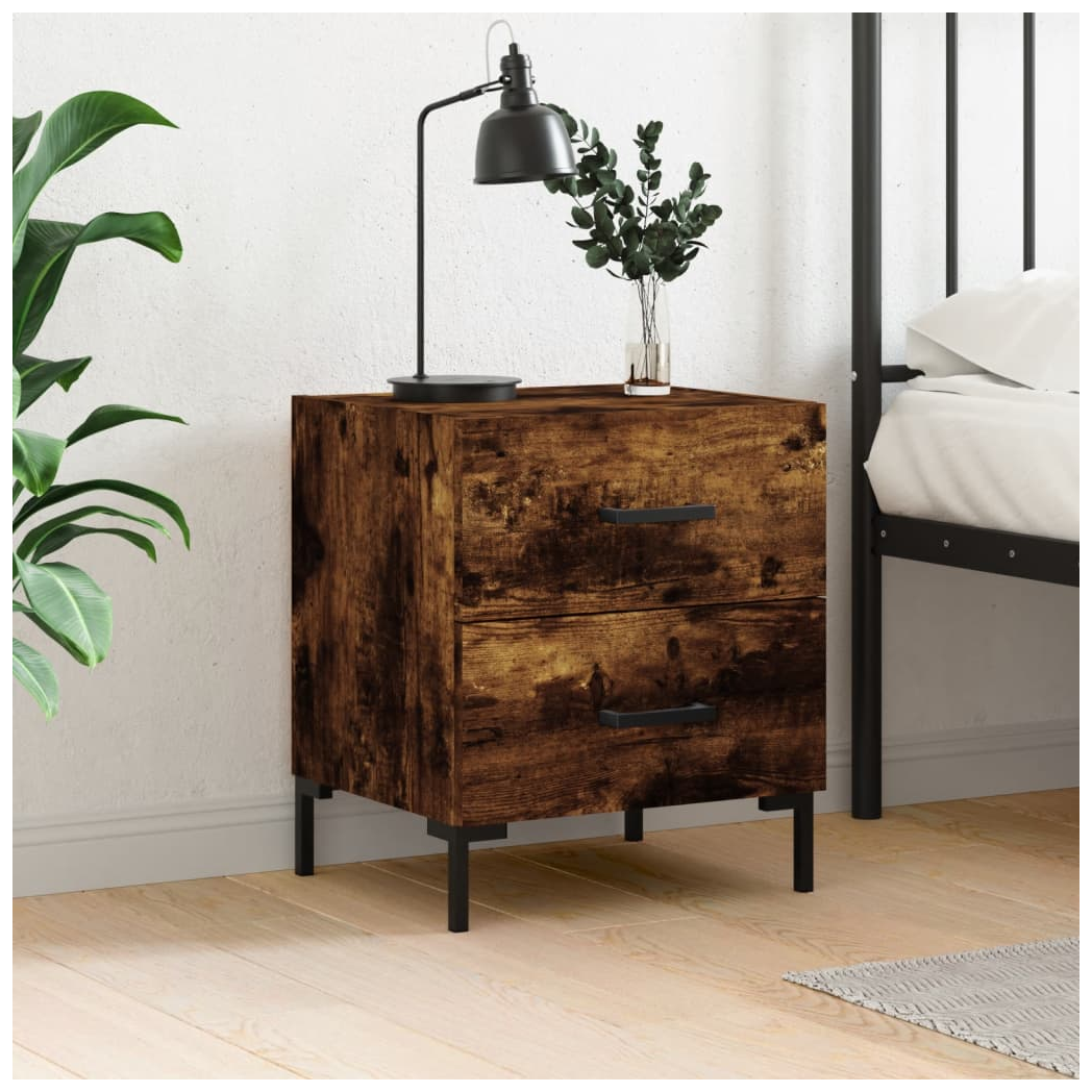 vidaXL Bedside Cabinet Smoked Oak 40x35x47.5 cm Engineered Wood